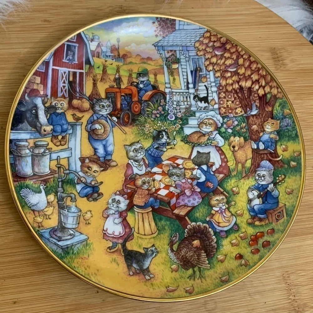 Franklin Mint | A Purrfect Feast Limited Edition Porcelain LD4724 24k Trim Plate